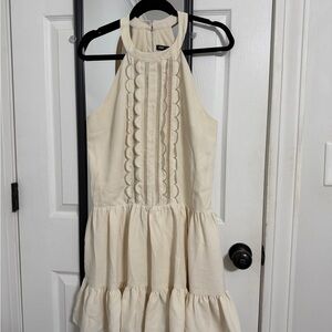Express Ivory Halter Dress with Scallop Lace
